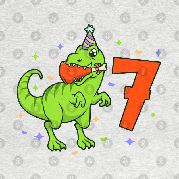 I am 7 with TREX - boy birthday 7 years old by Modern Medieval Design